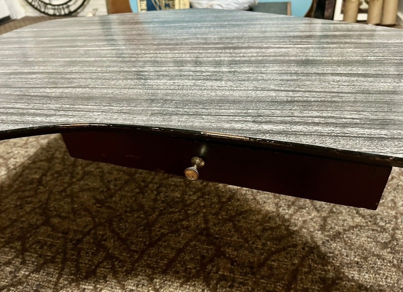 Mid Century Modern Kidney Style Coffee Table Grey Finish gallery