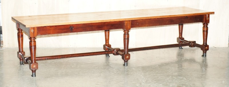 ER STAMPED CROWN ESTATE VICTORIAN SHIPS REFECTORY DINING TABLE BRONZE FEET gallery
