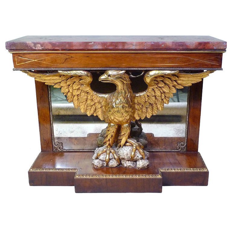 English Regency Style Rosewood Eagle Console Pier Table 19th century