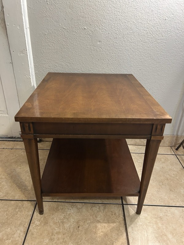 Vintage Lane 1960s Mid Century Modern Walnut Wood 2-Tier End Table A gallery