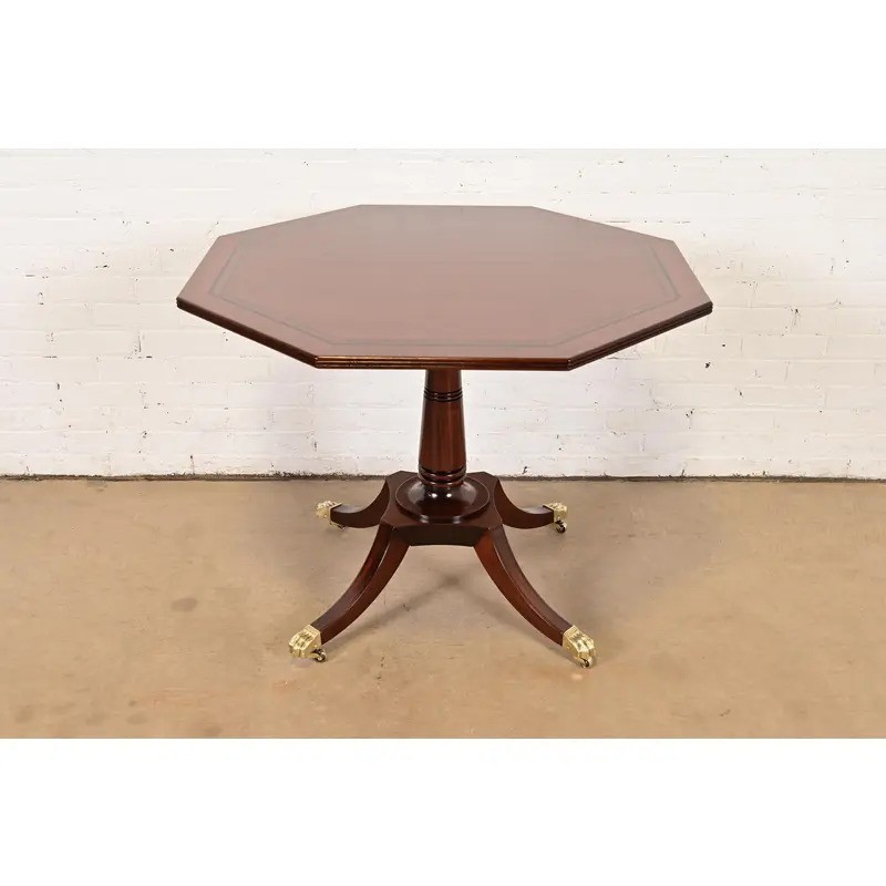 Baker Furniture Georgian Banded Mahogany Pedestal Breakfast Table, Refinished