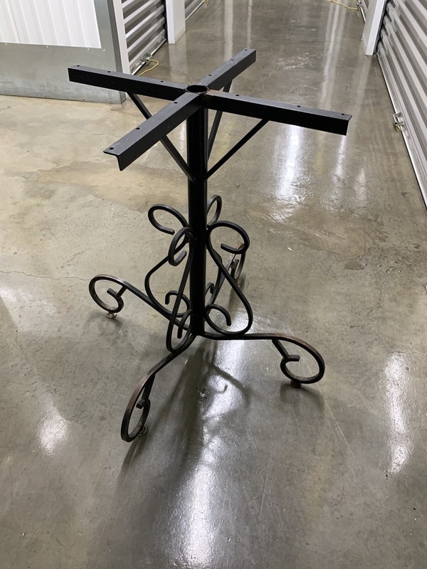 Vintage Mid 20th Century Antique Wrought Iron Garden Table Base 29" wide, 28" H