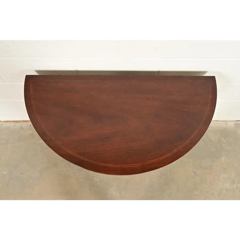 Baker Furniture Federal Inlaid Mahogany Flip-Top Demilune Console Table gallery