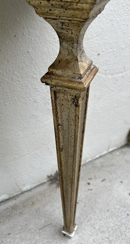 Vintage Console Table Hollywood Regency Florentine Venetian Mirrored Leafed Wood gallery