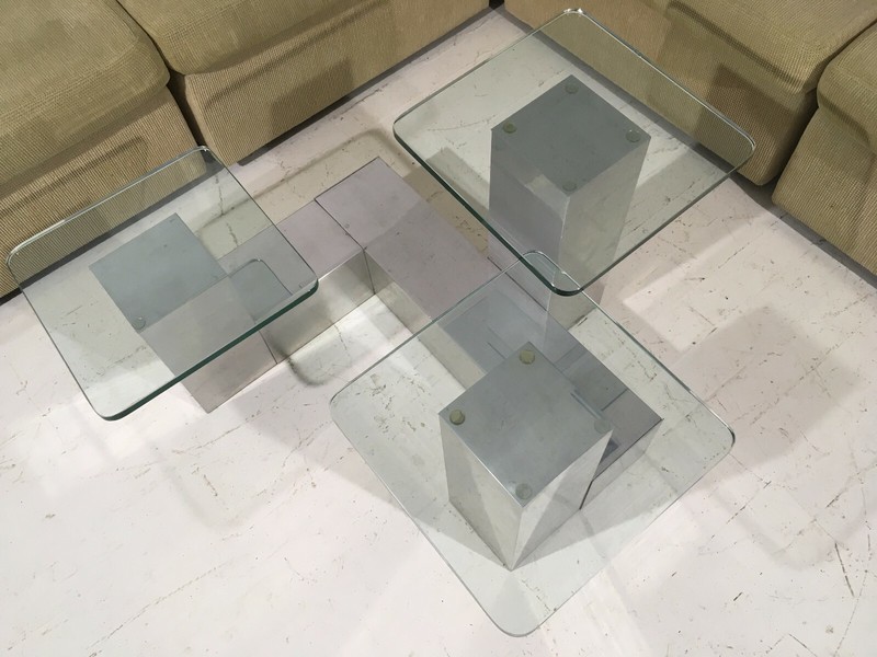 RARE Paul Mayen Habatat Cityscape 3 Tier Aluminum Table 60's Mid Century Modern gallery