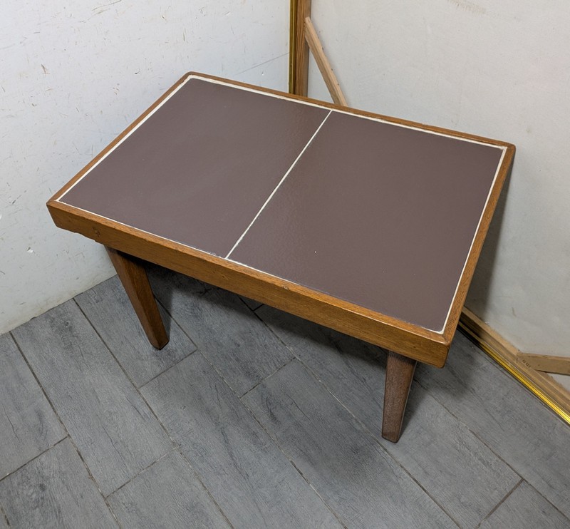 Vintage Mid Century Danish Modern Tile Top Teak Wood Side Table V24