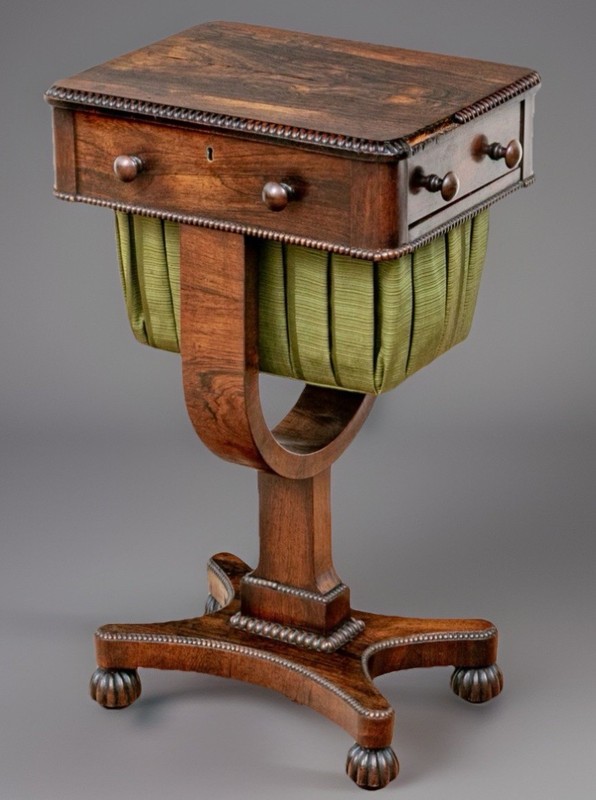 RARE American Empire Rosewood Sewing Table Box EXCEPTIONAL 1835-1840