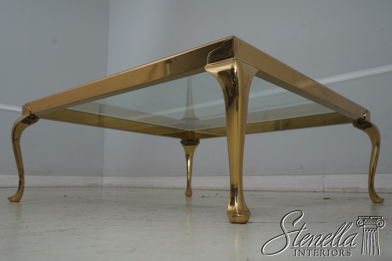 F68988: LABARGE Solid Brass Glass Top Large Coffee Cocktail Table gallery