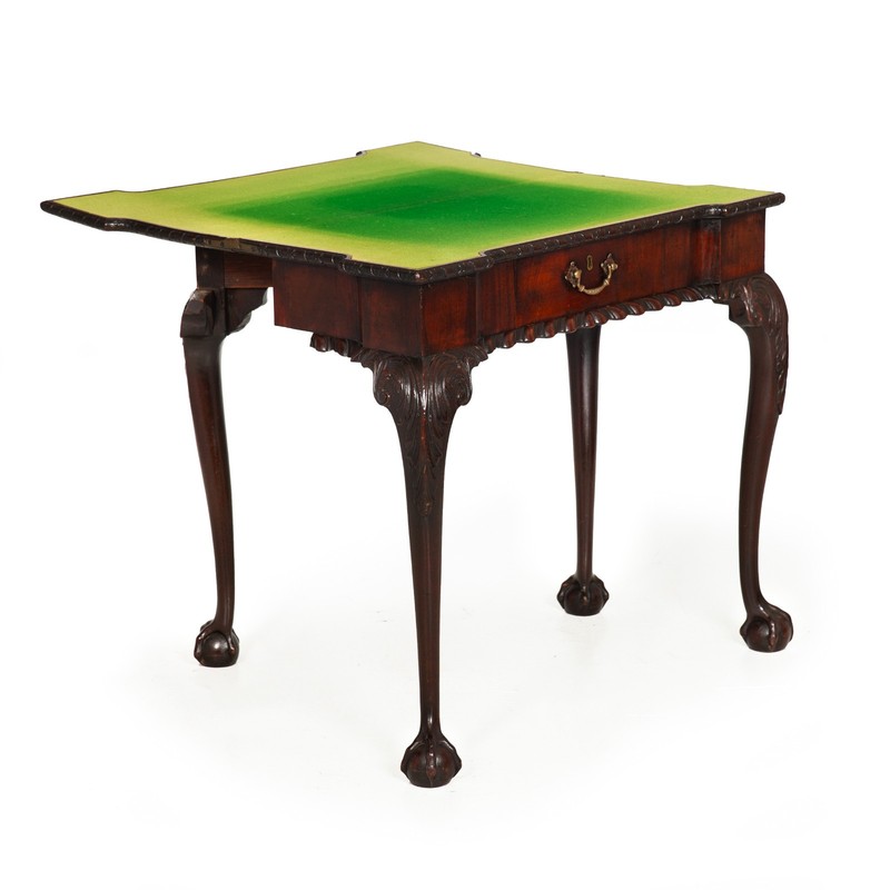 Rare English George III Antique Mahogany Card Game Table circa 1760 gallery