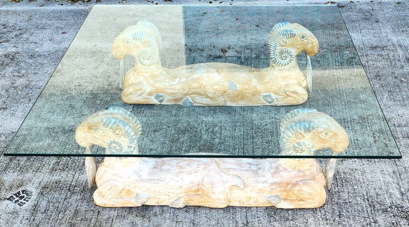 Rams Heads Coffee Cocktail Table Wood gallery