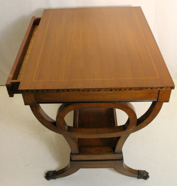 Lovely Regency Style Inlaid Fruitwood Sofa Hallway Table, c. 1940 gallery