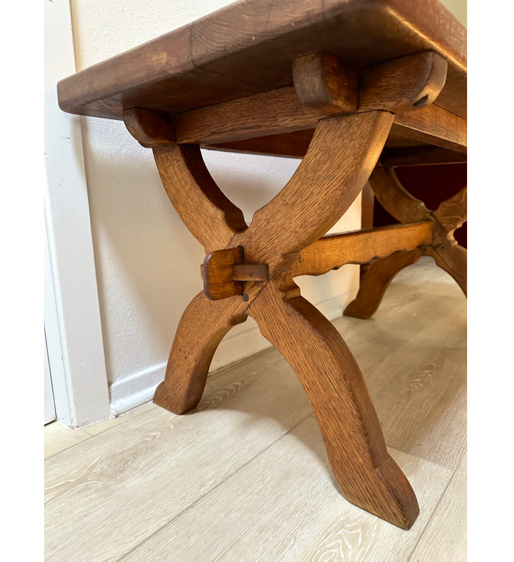 Antique Rustic Swiss Italian Oak Trestle Table gallery