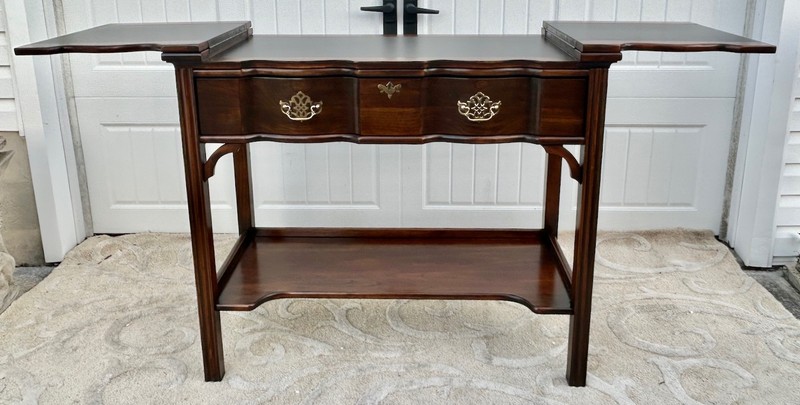 VTG. Harden Chippendale Style Flip Top Cherry Server/Bar Table w/Drawer & Shelf gallery