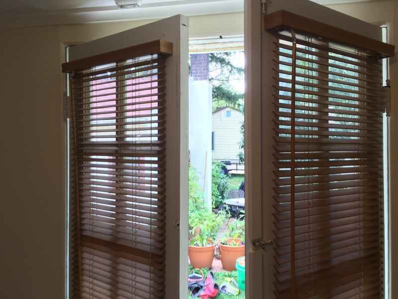 French Doors Double Exterior Wood w Glass Levolor blinds About 4' x 6'-8" Overal gallery