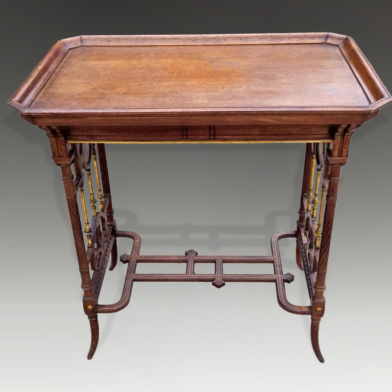 Aesthetic movement walnut and gold gilded side table Circa 1885 75cm W X 49cm D