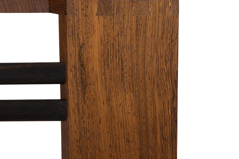 Circa 1987 Post-Modern Ebony Hardwood Accent Table w/ Dovetailed Corners gallery