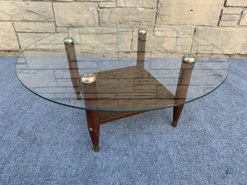 Mid Century Modern Arturo Pani Style Round Glass Coffee Table – 32”