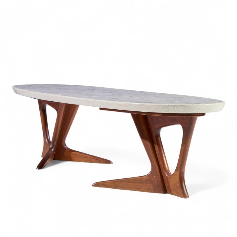 Harvey Probber Mid Century Walnut and Terrazzo Coffee Table gallery