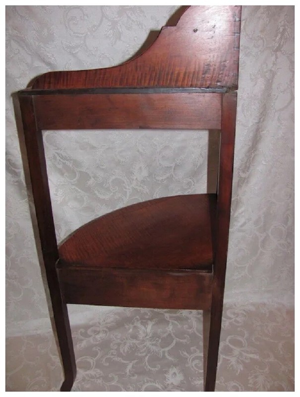 Antique American Federal Tiger Maple Corner WashStand Circa 1810 gallery