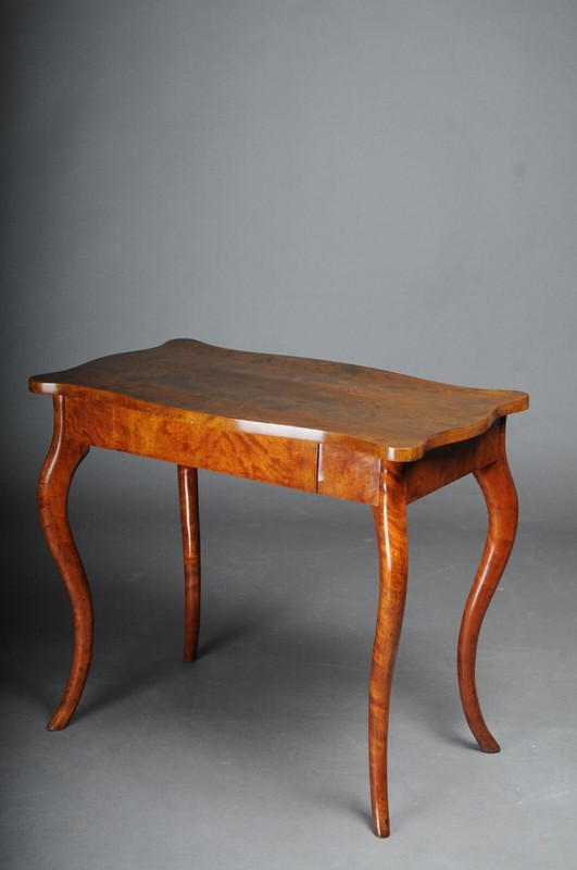 Beautiful Antique Hallway/Console Table, Biedermeier, Flamed Birch German 1870 gallery