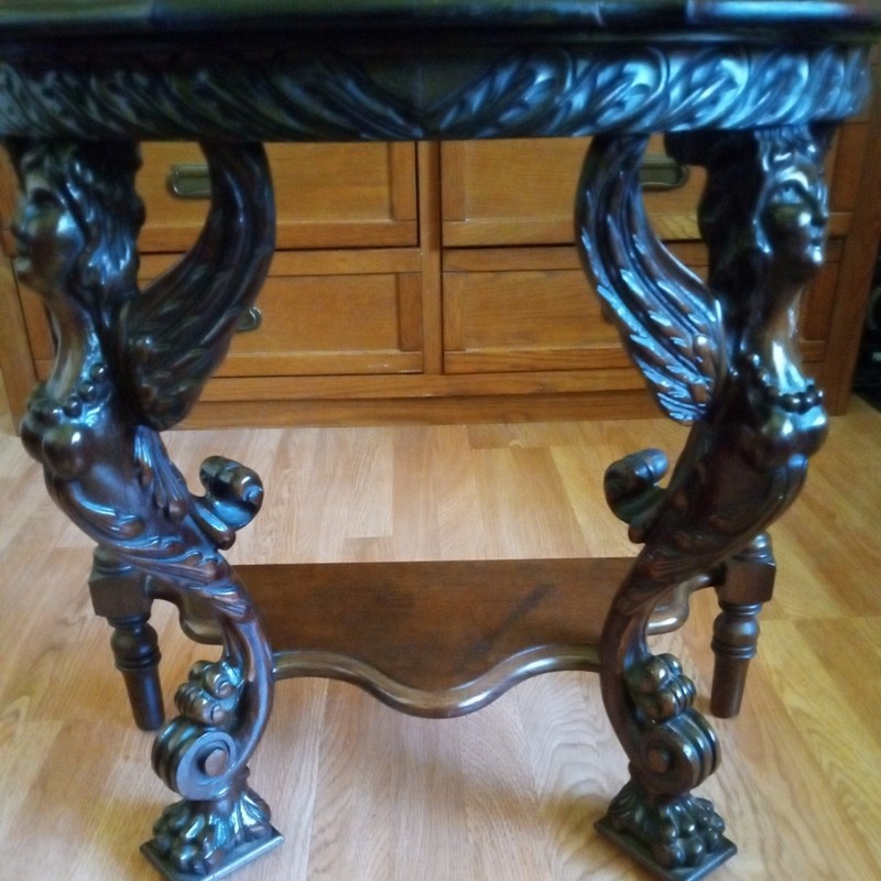 AntiqueRare*R.J. Horner style) known for styled"winged maiden griffins"Mahogany gallery