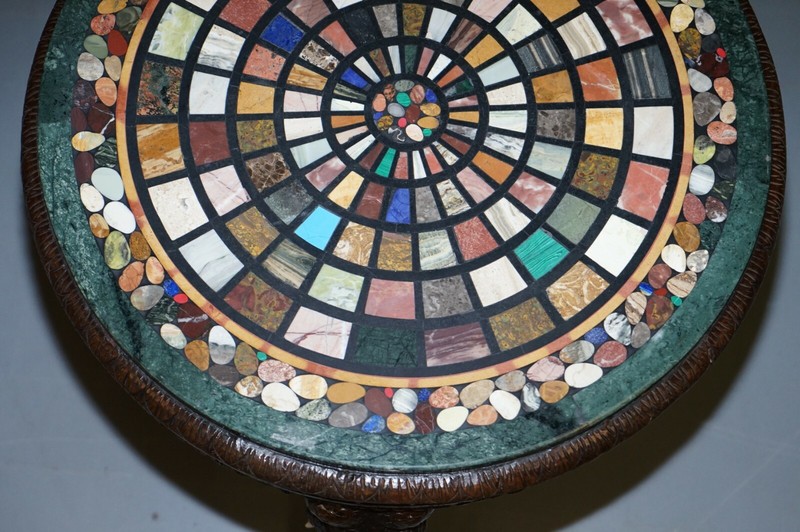 BURMESE HAND CARVED ELEPHANT OCCASIONAL TABLE PIETRA DURA SPECIMEN MARBLE TOP gallery