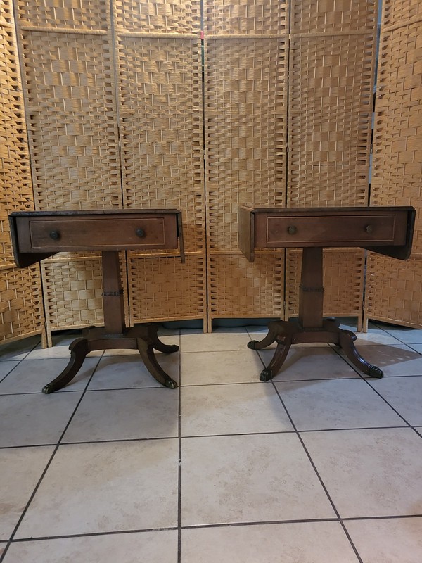 Regency Mahogany Pair Of Pembroke Drop Leaf Side Tables Vintage 1940’s