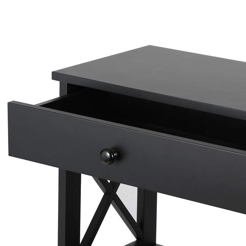 3 Tier Wood Console Table Entryway Table Narrow Sofa Side Table w/Drawer Black gallery
