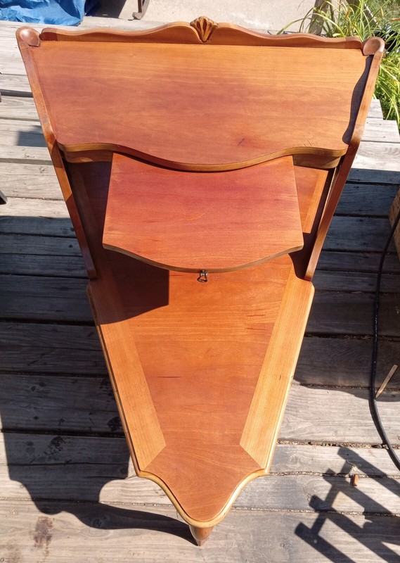 Mid Century Cherry Step End Wedge Table / Side Table by Imperial (SET85) gallery