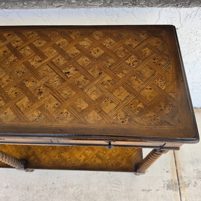 Theodore Alexander Burl Parquetry Console Table with 4 Drawers gallery