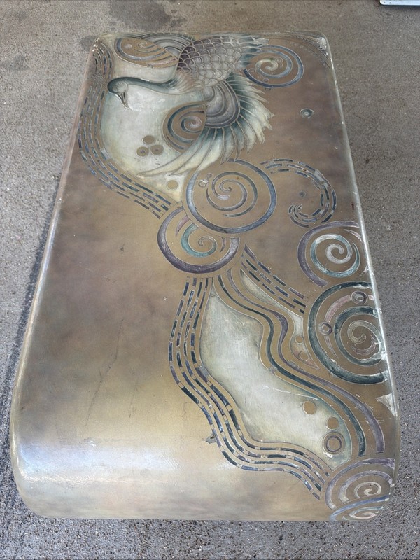 Karl Springer style postmodern scroll console Coffee table gallery