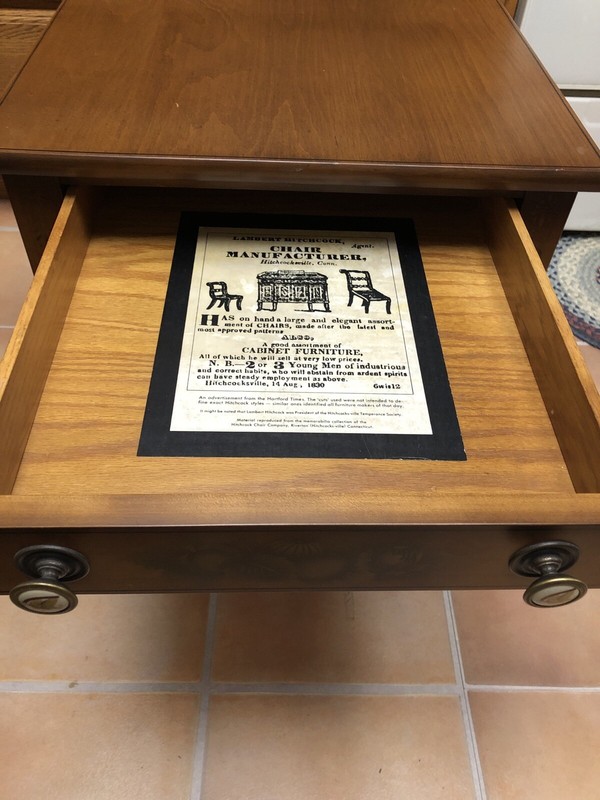 Hitchcock Side End Night Table Drawer, Maple, Stencil Small Signed 22x26x19 gallery