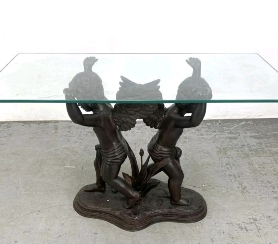 Bronze Cherubs Figural Base For Coffee Table