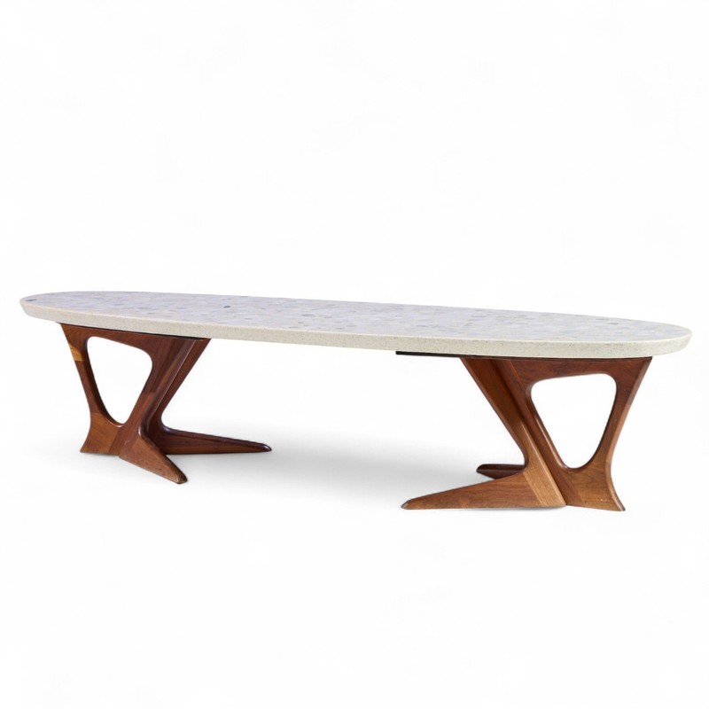 Harvey Probber Mid Century Walnut and Terrazzo Coffee Table gallery