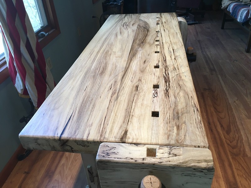 VINTAGE CARPENTER LEFT HAND WORKBENCH (amazing ambrosia ash) gallery