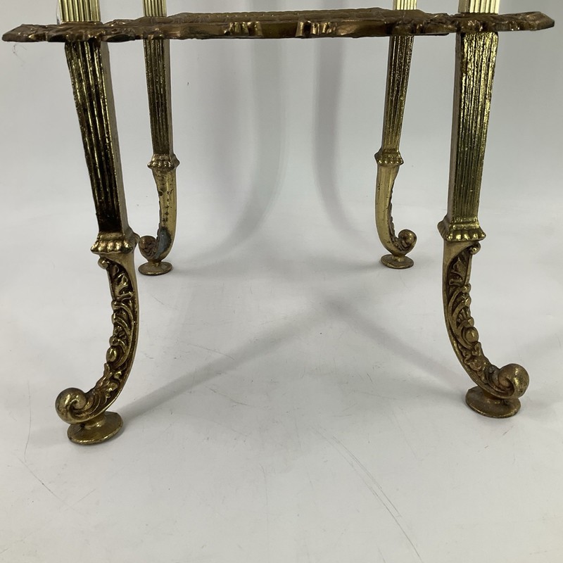 Vintage Brass Neoclassical Accent Table Hollywood Regency Ornate 26” Tall x 13" gallery