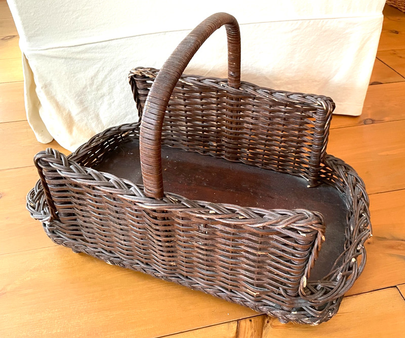 19th Century NATURAL Wicker Heywood-Wakefield LOG/ MAGAZINE HOLDER CANTERBURY gallery
