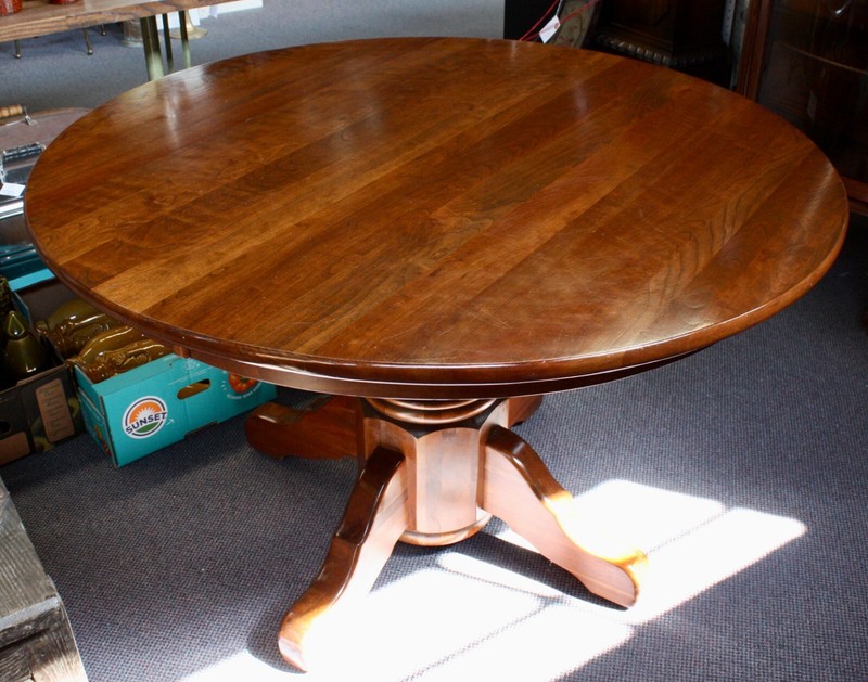 Carved Pedestal Dining Table of Solid Cherry Wood. 48"Diam. 30"H. Sturdy & Tight gallery