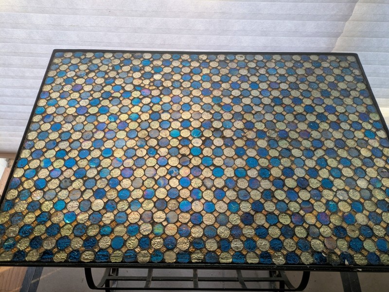 Mosaic Top Side Table Wrought Iron /Vintage Antique gallery