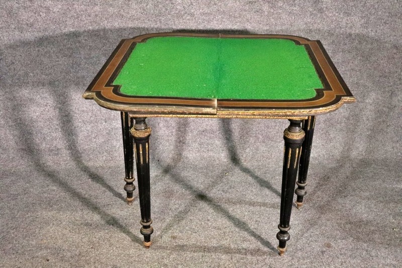 Superb Bronze Mounted Inlaid Walnut Ebonized French Games Table Circa 1870 gallery