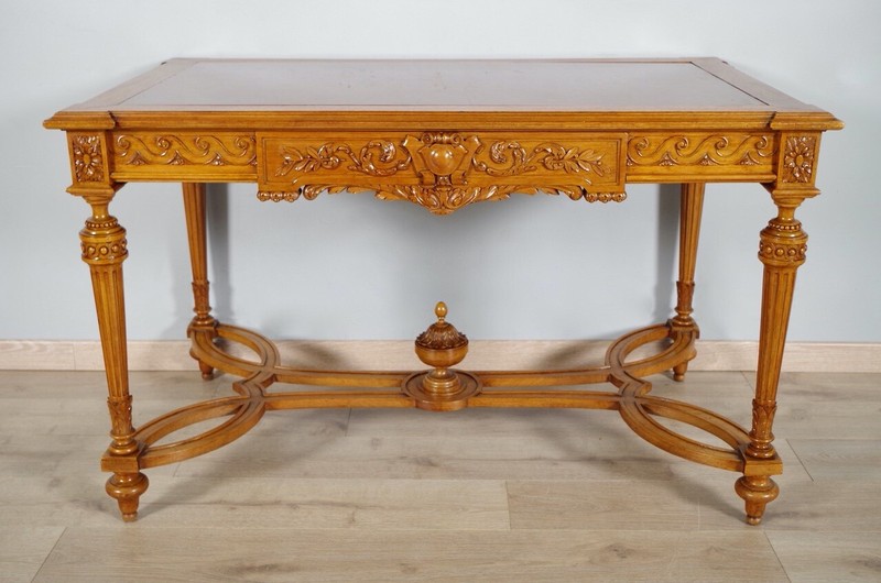 Louis XVI Carved Walnut and Cherry Marble Middle Table, circa 1880 gallery