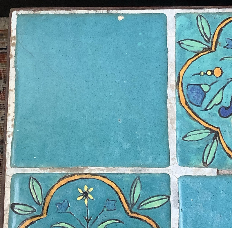 Vintage Wrought Iron Table Ceramic Painted Tiles, Project Piece As Is gallery
