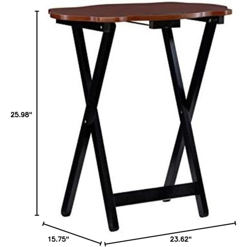 Pemberly Row Traditional Five Piece Wood Tray Table Set in Hazelnut and Black gallery