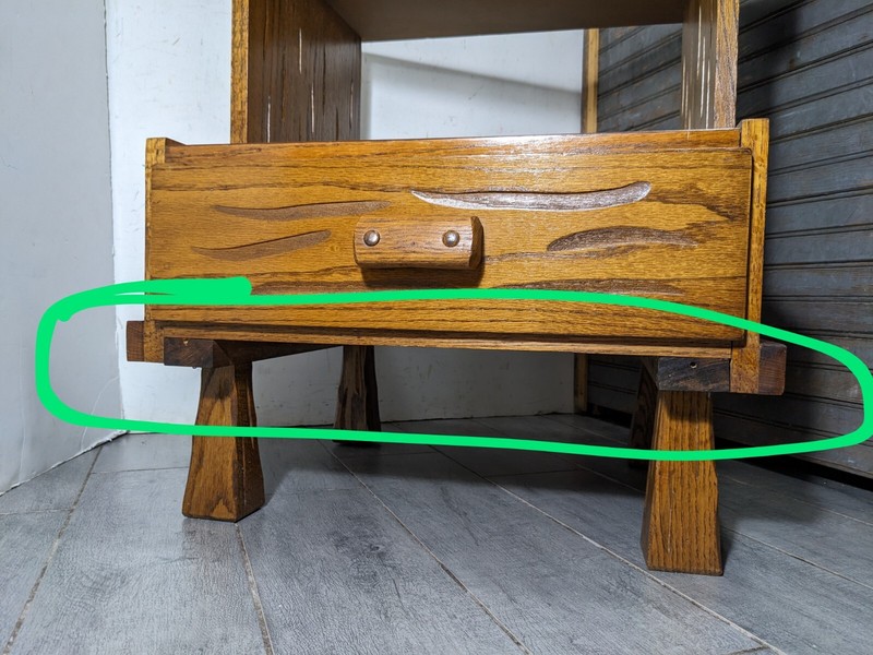 Vintage Rustic Country Ranch Oak Style 2-Tier Step End Table Nightstand B gallery