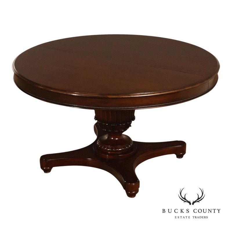 Empire Style 54″ Round Mahogany Expandable Pedestal Dining Table