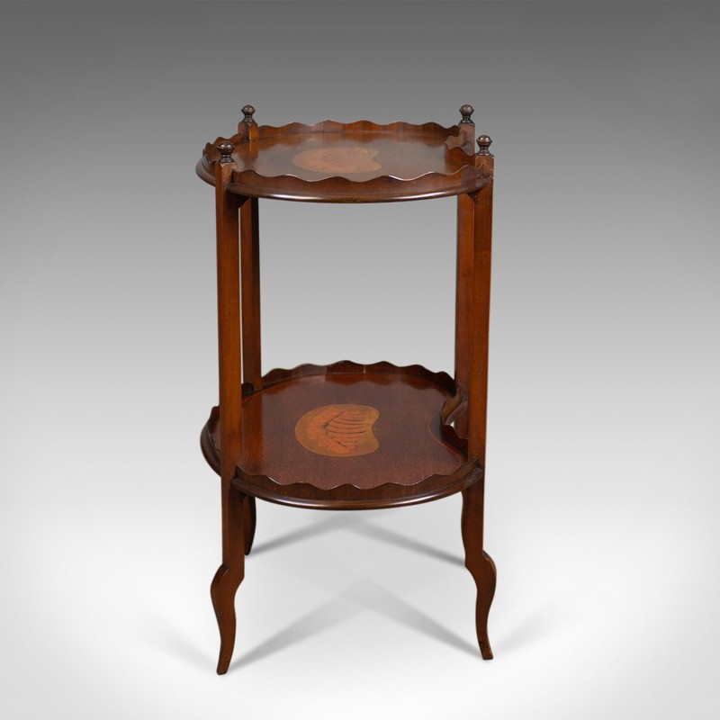 Antique Tea Table, English, Edwardian, Two Tier, Gallery, Side, Circa 1910 gallery