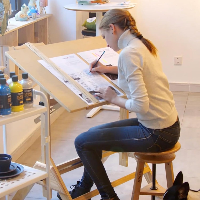 Adjustable Wood Drafting Table & Stool Set for Art, Design, and Writing gallery