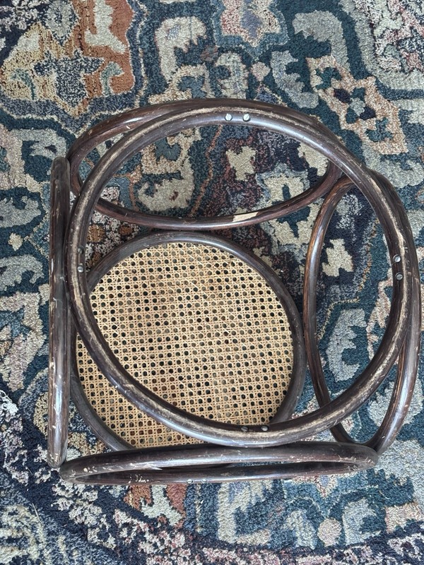 VTG Cane Thonet Footstool, Mid Century Modern Bentwood Stool/ Plant stand*READ gallery