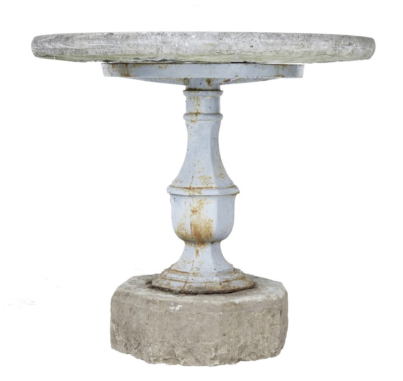 RARE 19TH CENTURY SWEDISH STONE AND IRON GARDEN TABLE gallery