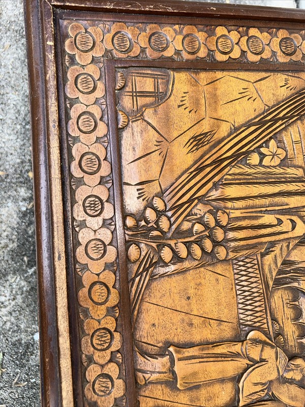 Antique Oriental Carved Wood Coffee Table gallery